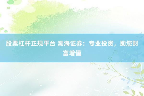 股票杠杆正规平台 渤海证券：专业投资，助您财富增值