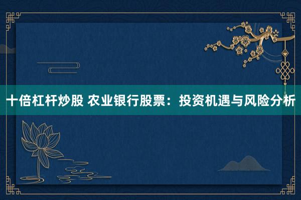 十倍杠杆炒股 农业银行股票：投资机遇与风险分析