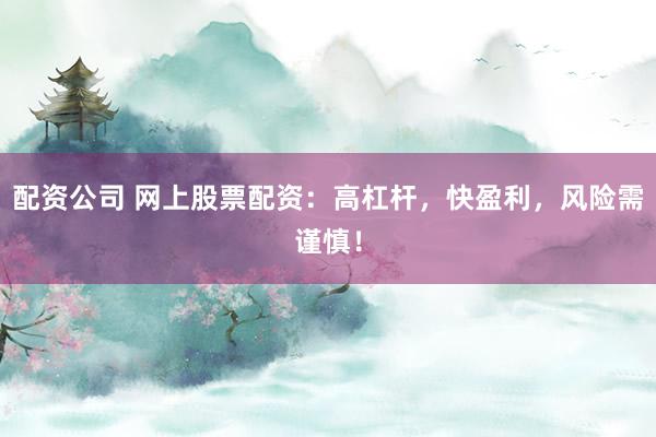 配资公司 网上股票配资：高杠杆，快盈利，风险需谨慎！