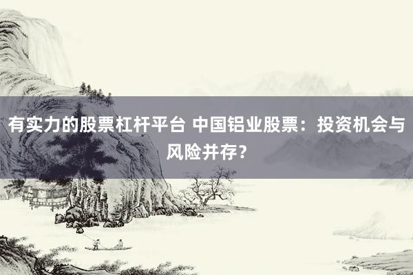 有实力的股票杠杆平台 中国铝业股票：投资机会与风险并存？