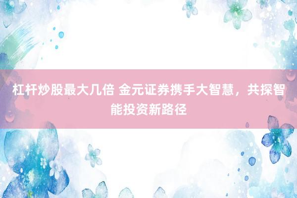 杠杆炒股最大几倍 金元证券携手大智慧，共探智能投资新路径