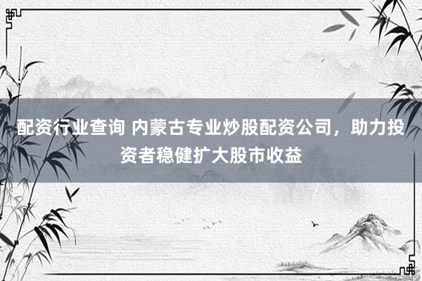 配资行业查询 内蒙古专业炒股配资公司，助力投资者稳健扩大股市收益