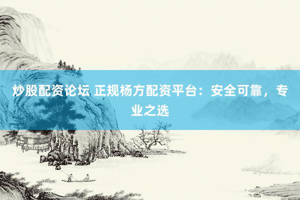 炒股配资论坛 正规杨方配资平台：安全可靠，专业之选