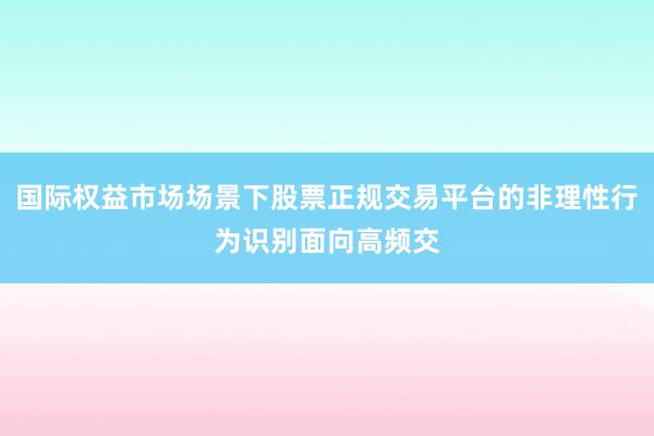 国际权益市场场景下股票正规交易平台的非理性行为识别面向高频交