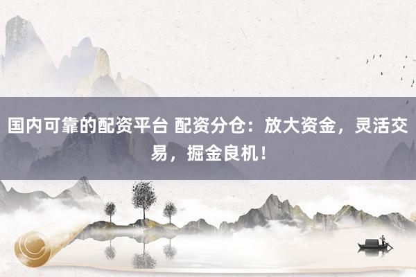 国内可靠的配资平台 配资分仓：放大资金，灵活交易，掘金良机！
