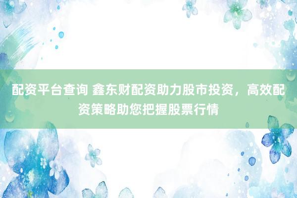 配资平台查询 鑫东财配资助力股市投资,高效配资策略助您把握股票行情