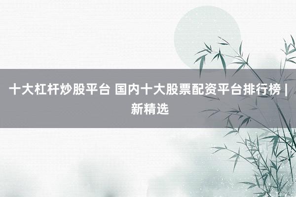 十大杠杆炒股平台 国内十大股票配资平台排行榜 | 新精选