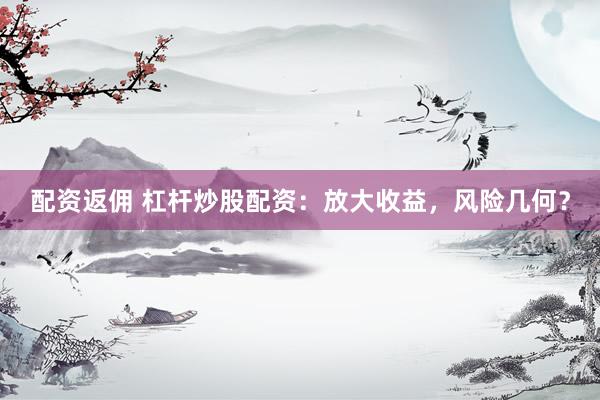 配资返佣 杠杆炒股配资：放大收益，风险几何？